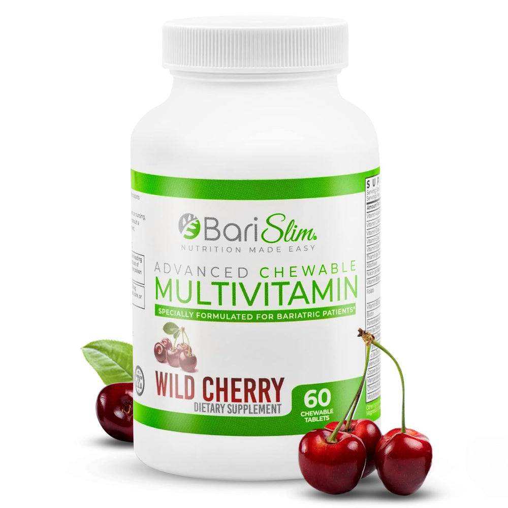 BariSlim Advanced Bariatric Multivitamins bottle with Wild Cherry flavor