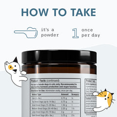 Non-GMO, gluten-free, and soy-free pet supplement packaging icons