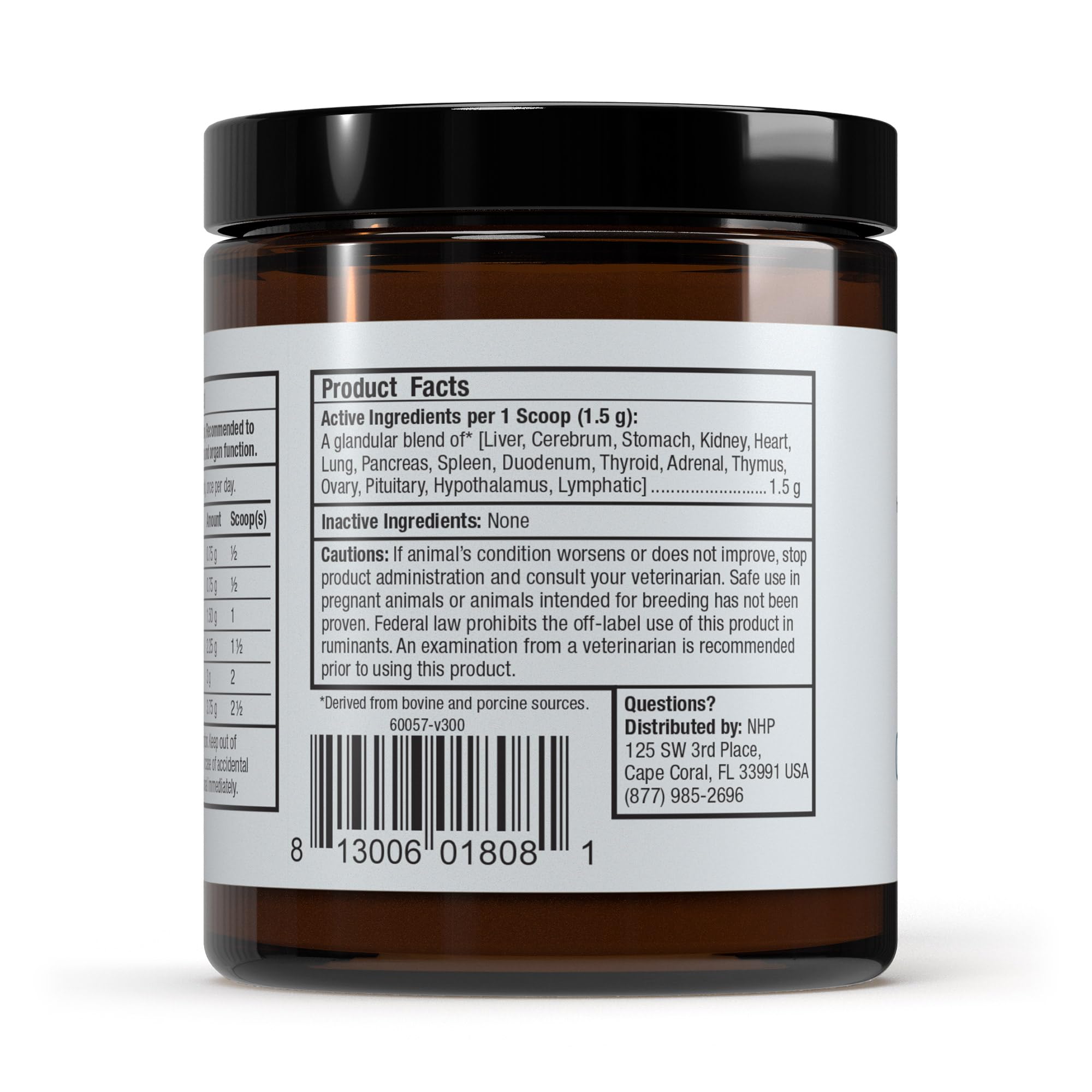 Close-up of 16 freeze-dried glandular concentrates used in the formula