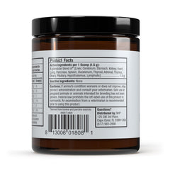 Close-up of 16 freeze-dried glandular concentrates used in the formula