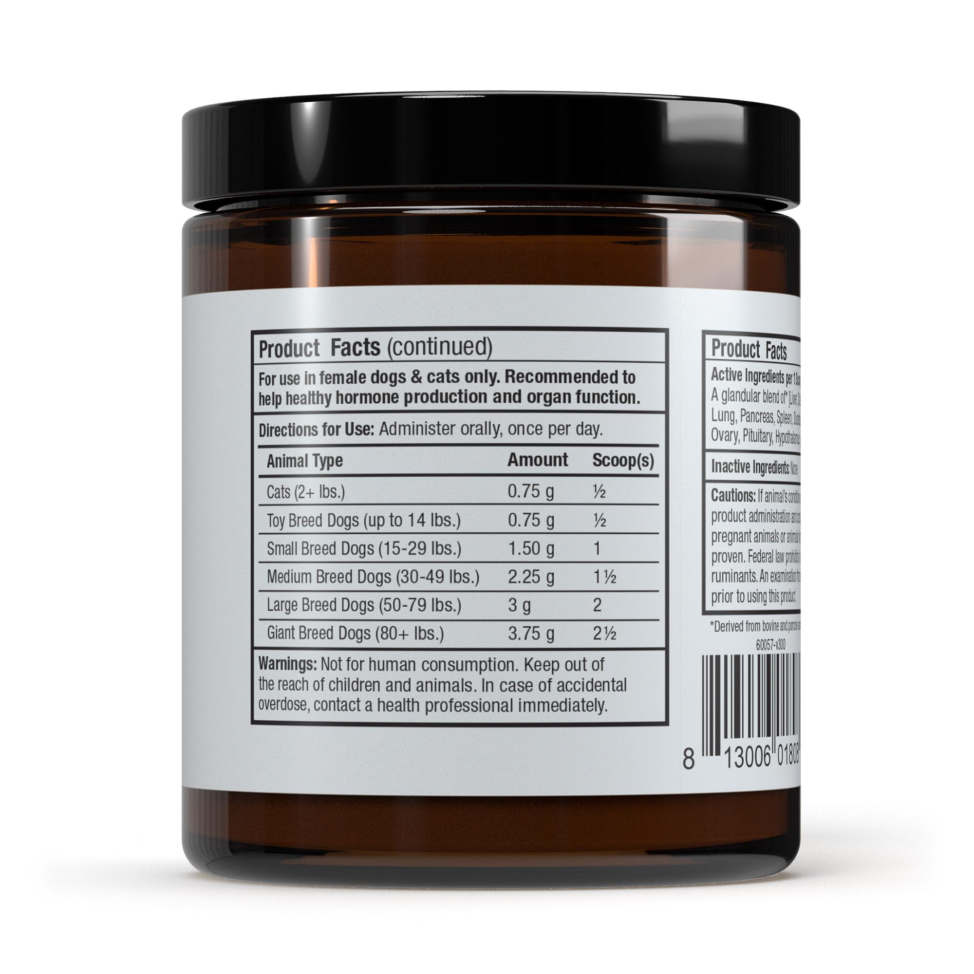 Product label indicating 75 scoops per container