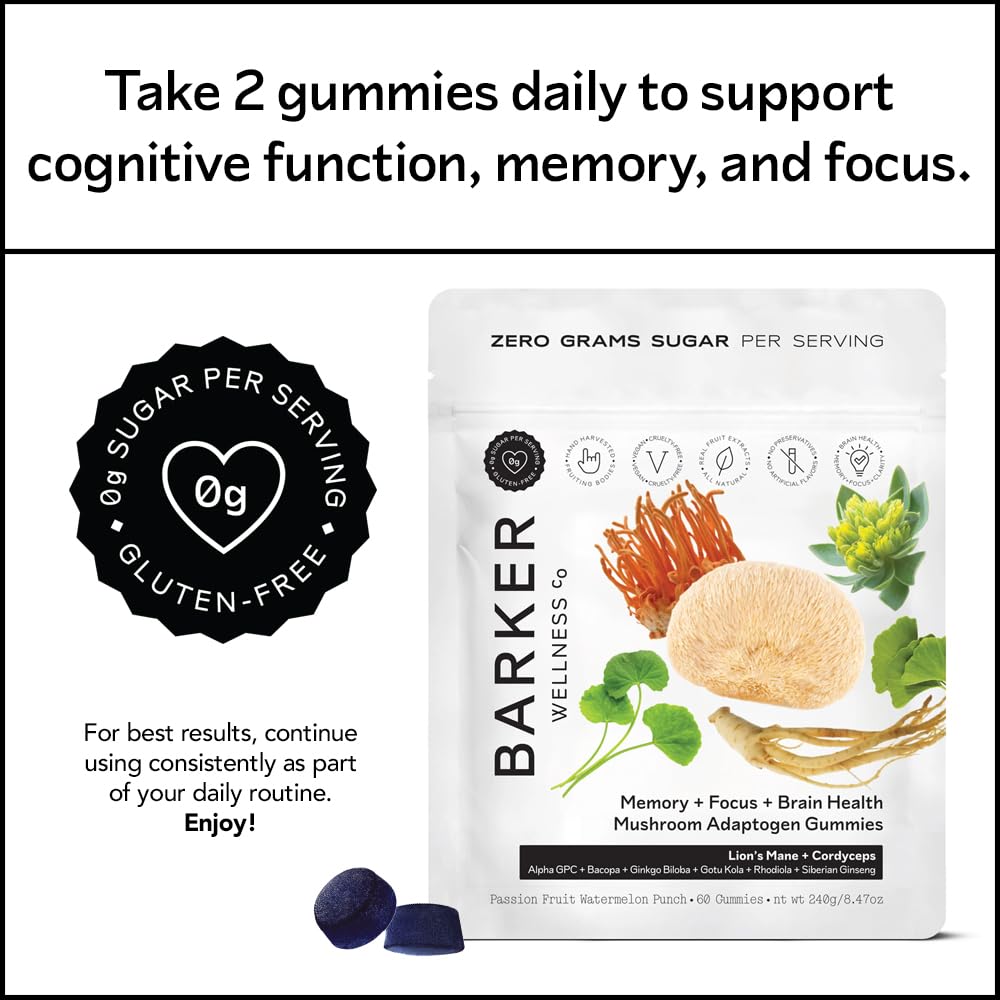 Infographic showcasing benefits: memory, focus, brain health
