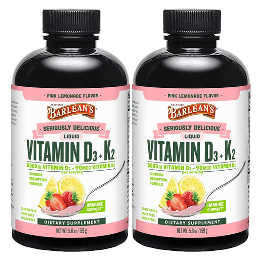 Barlean's D3+K2 liquid Pink Lemonade bottle front label