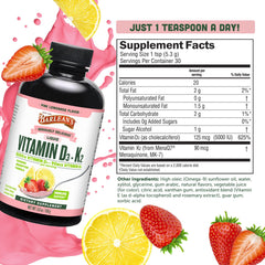 Lifestyle image featuring Barlean's D3+K2 liquid Pink Lemonade product