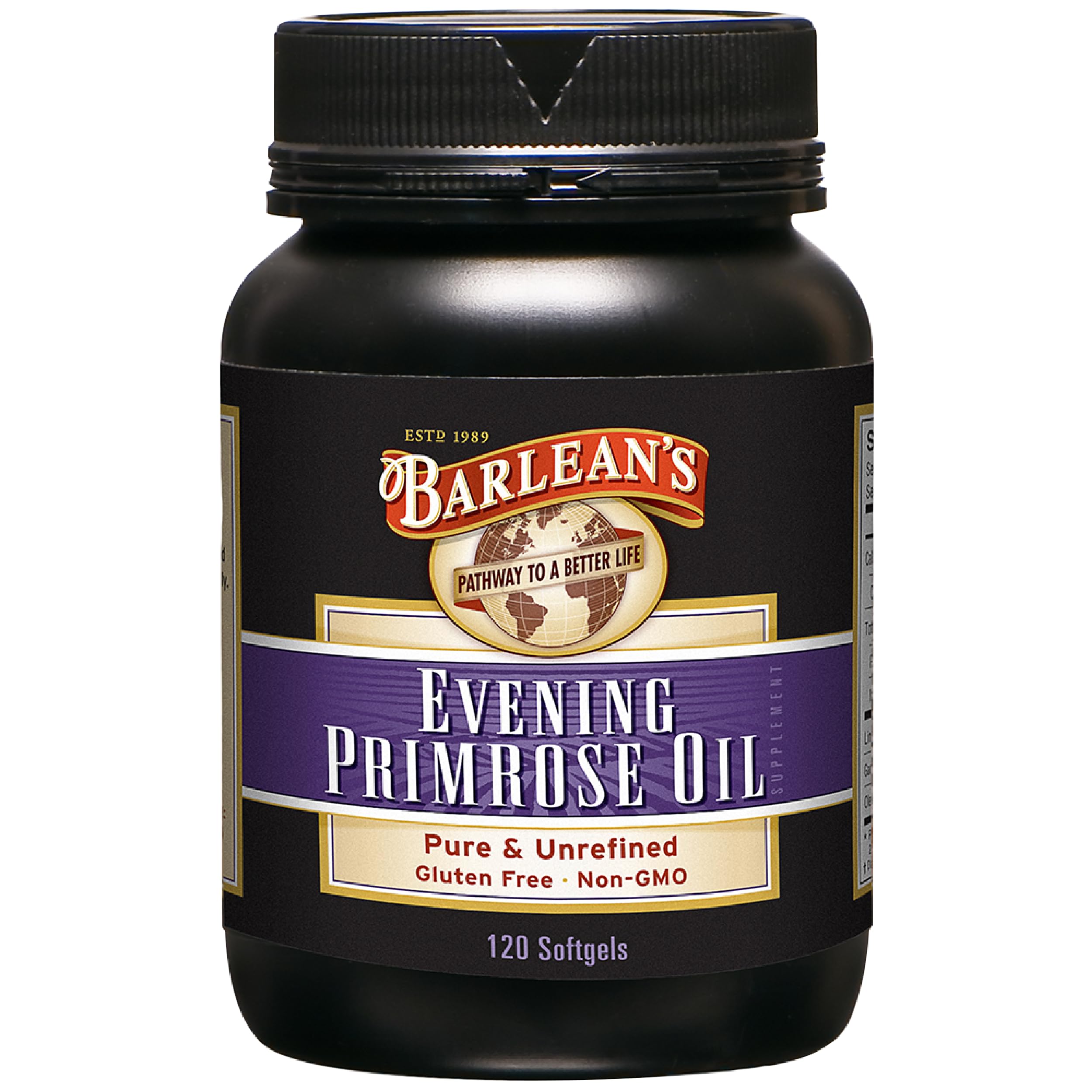 Barlean's Evening Primrose Oil capsules bottle, 120-count