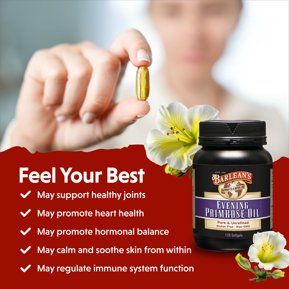 Label highlights ingredients: organic evening primrose oil
