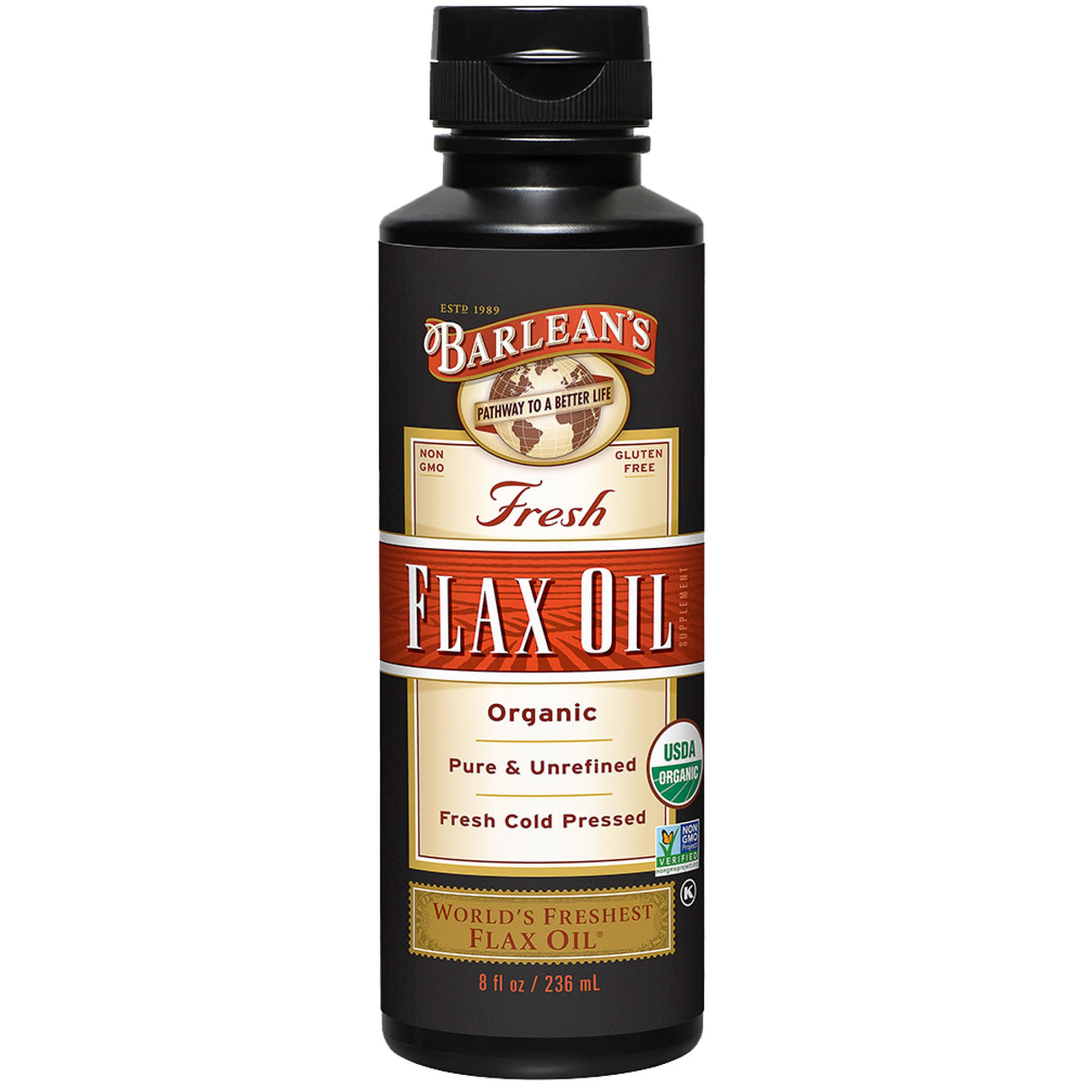 Barlean's Organic Flaxseed Oil 8 oz bottle
