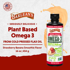 Barlean's flaxseed oil liquid product label with ingredients