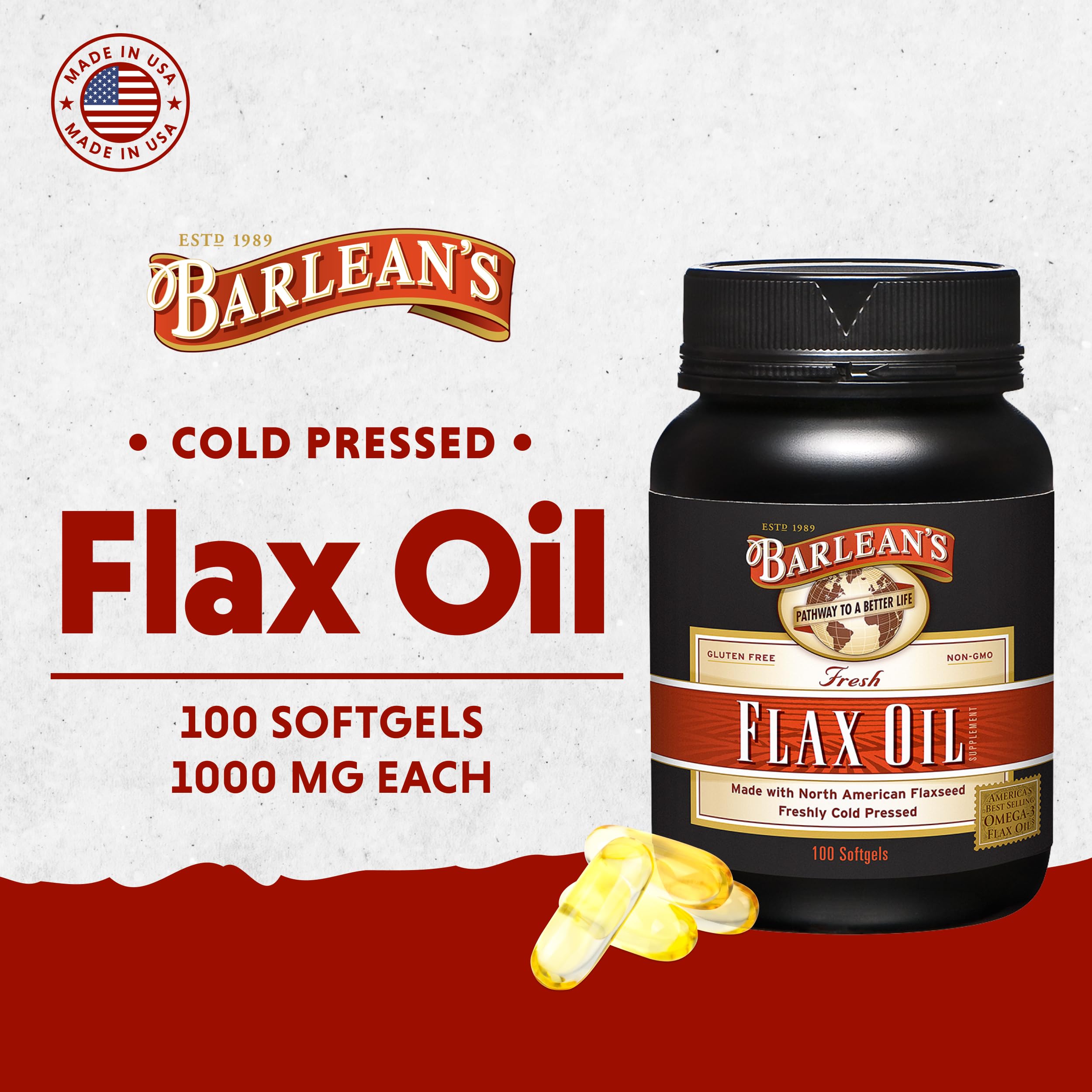 Barlean's flaxseed oil softgels ingredients panel