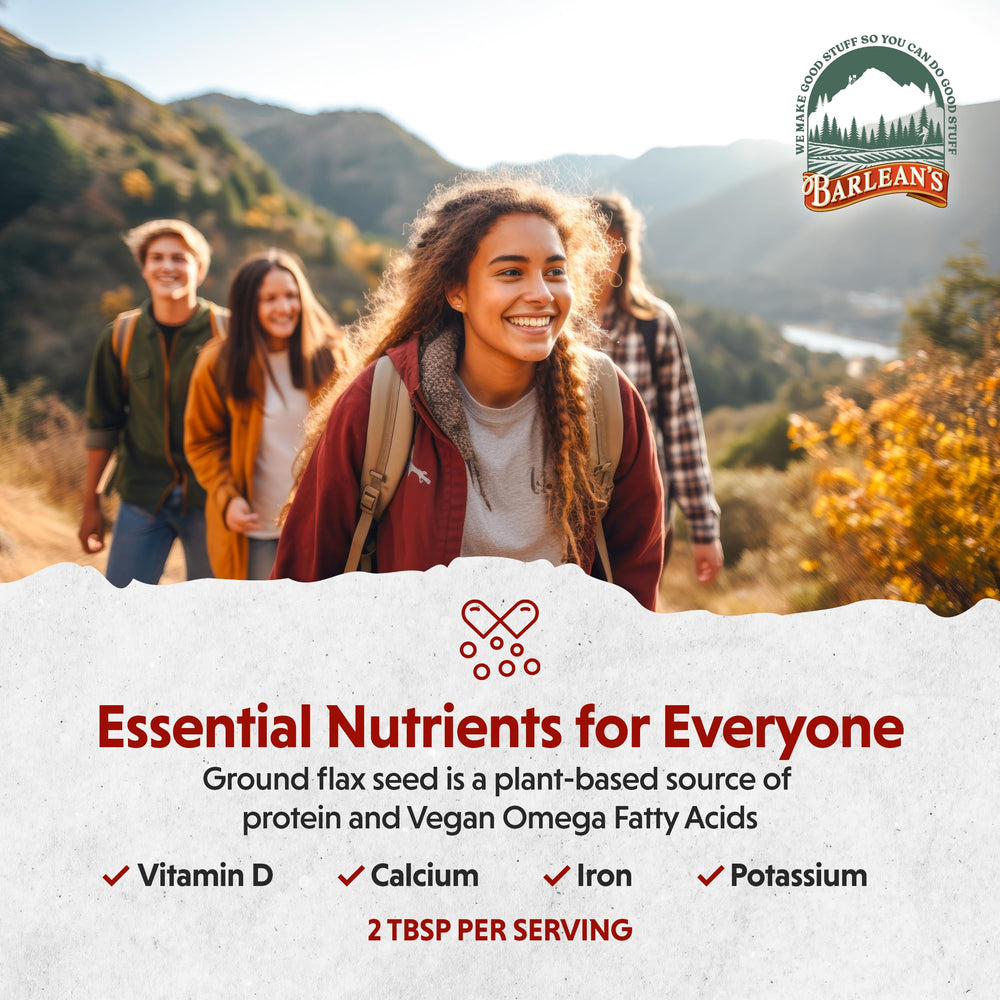 Nutritional features: vegan, gluten-free, non-GMO flaxseed