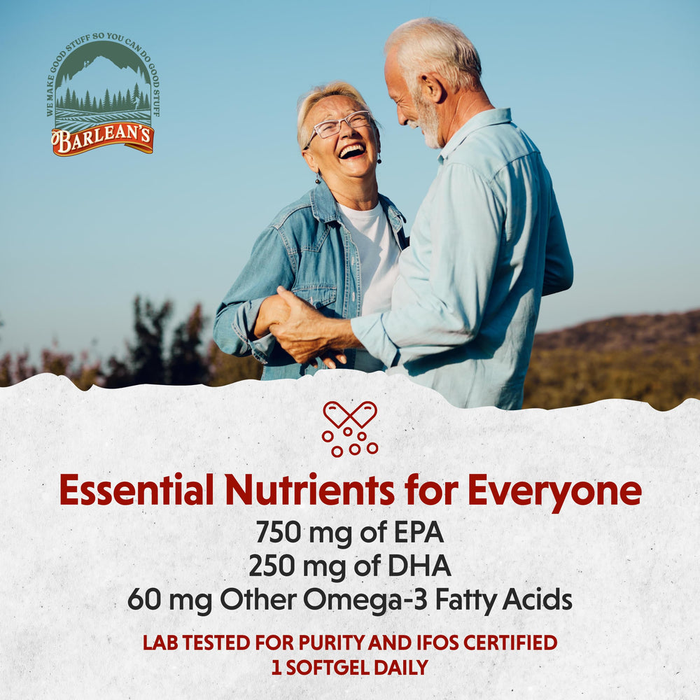 Made in the USA Barlean's Omega-3 softgels packaging
