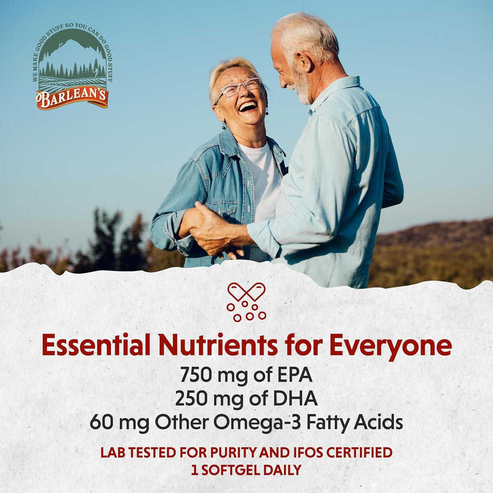 Softgel capsule displaying Omega-3 fatty acids from Barlean's Ideal Omega Max 3
