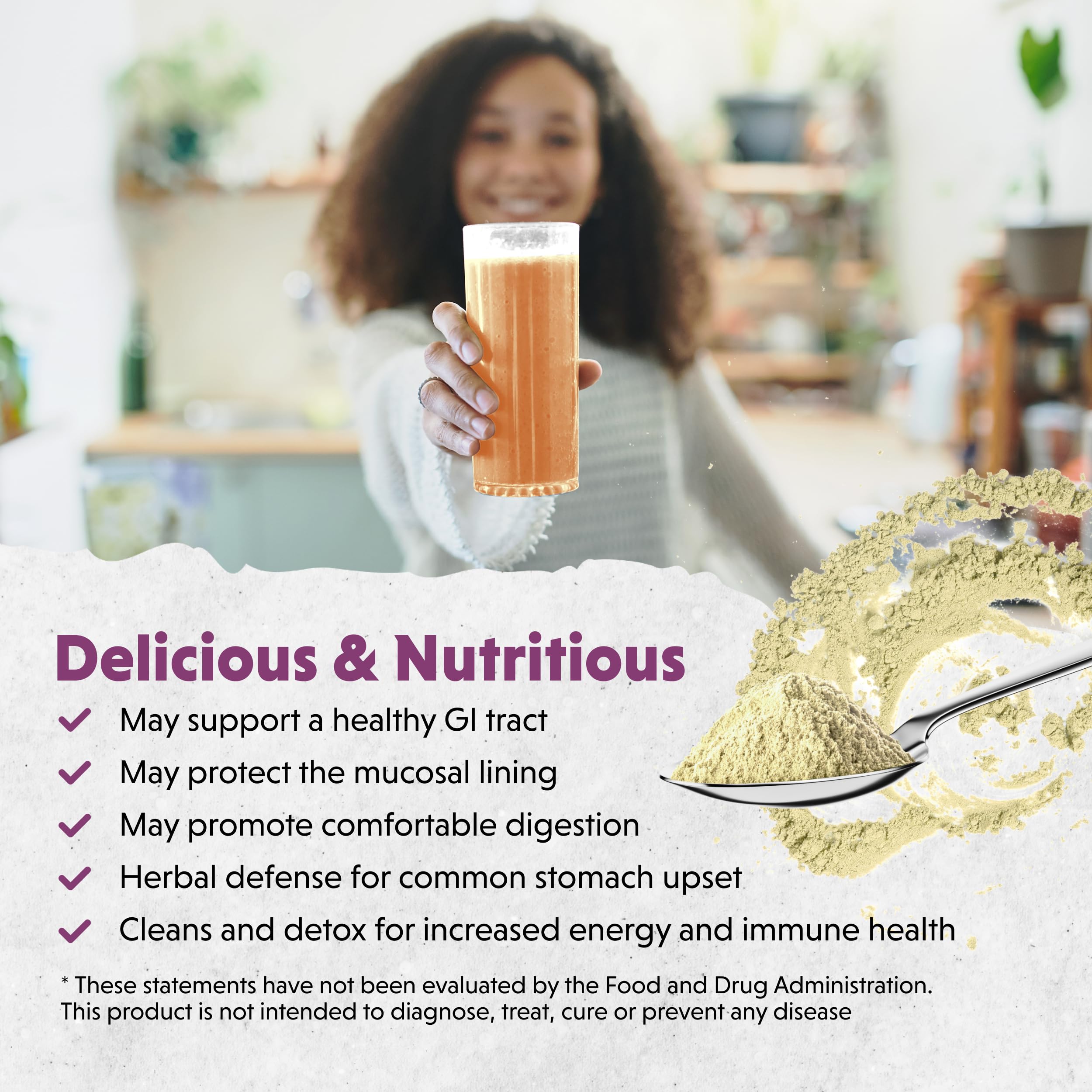 Mixed berry flavored powder in a glass of water with Barlean's Intestinal Repair