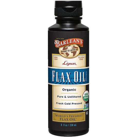 Barlean's Organic Lignan Flaxseed Oil bottle front label – 8 oz