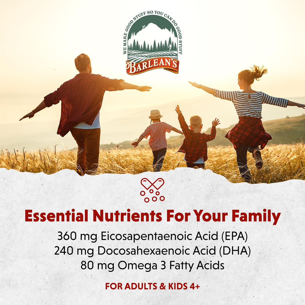 Nutrition label for Barlean's orange flavor Omega-3