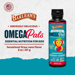 Spoon pouring Omega Pals flax seed oil for kids