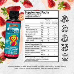 Serving spoon showing 1 teaspoon serving of Omega Pals flaxseed oil