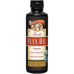 Barlean's Organic Flaxseed Oil bottle, cold-pressed