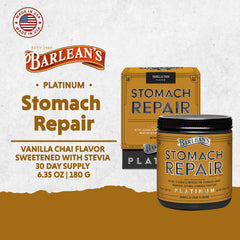 Serving suggestion: vanilla chai flavored drink with Barlean's Stomach Repair