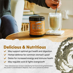 Ingredients and supplement facts on Barlean's Stomach Repair packaging