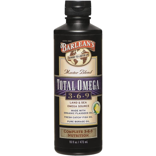 Barlean's Total Omega 3 6 9 Liquid Fish Oil bottle, 16 oz