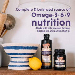 Barlean's Total Omega 3 6 9 packaging proudly made in the USA.