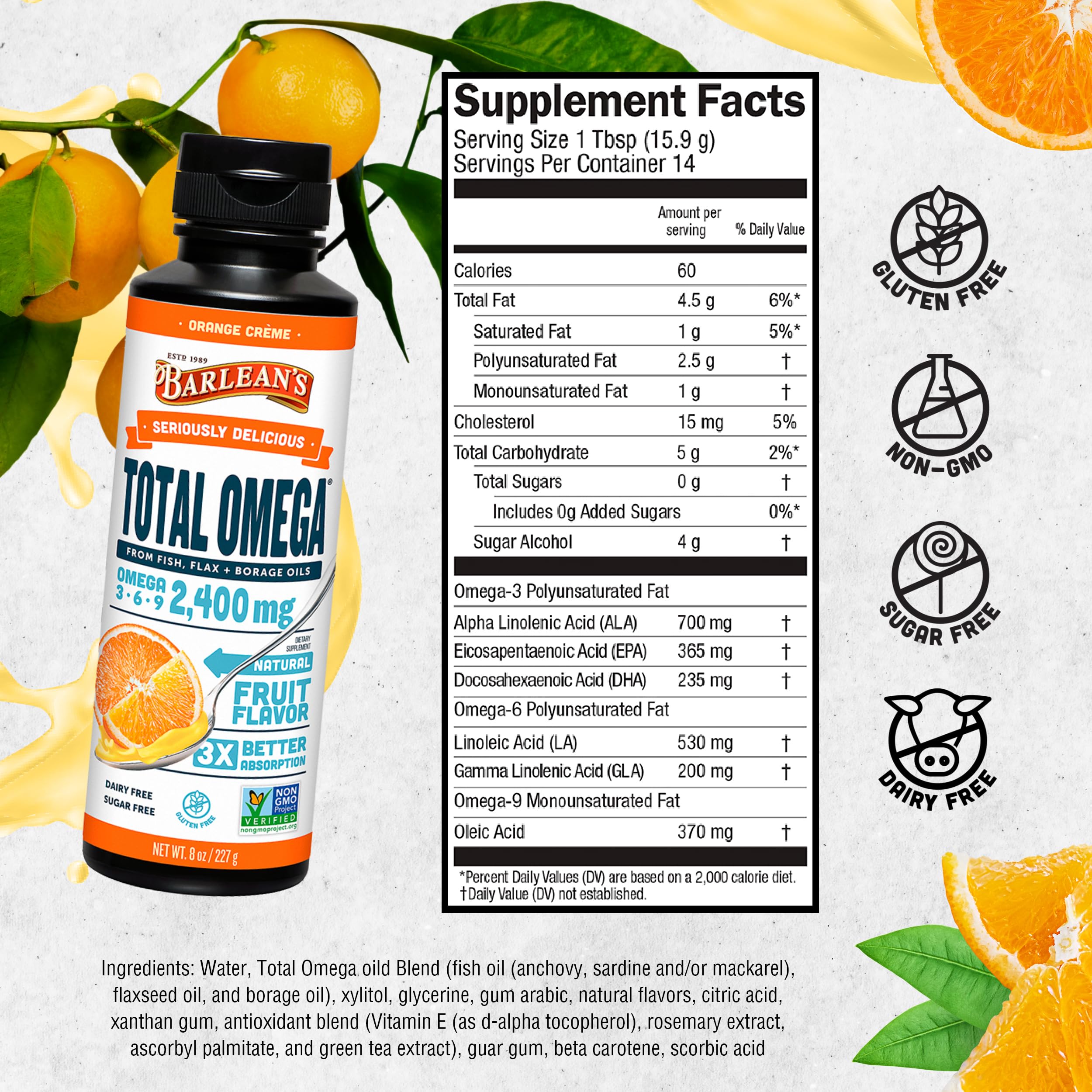 Close-up of Orange Creme flavor label on bottle