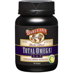 Barlean's Total Omega 3 6 9 Softgels bottle on white display
