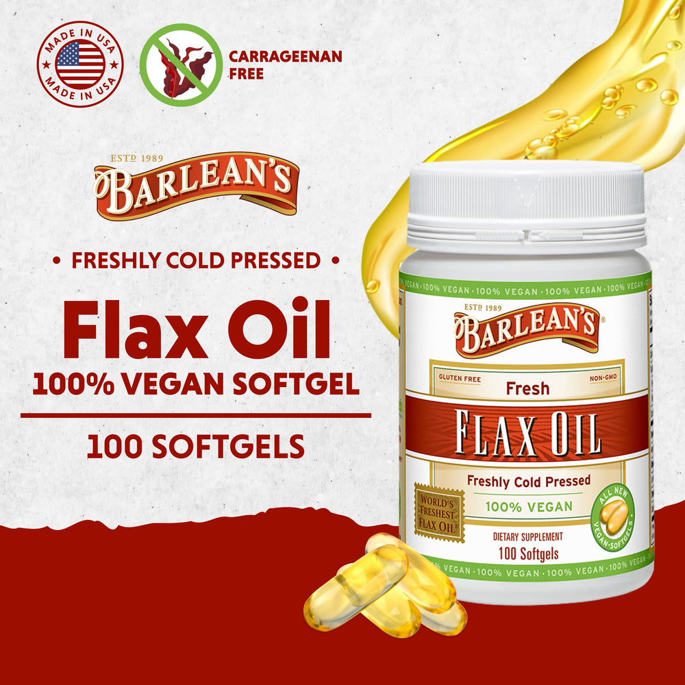 Ingredients: flaxseed oil softgels, vegan, gluten-free, non-GMO