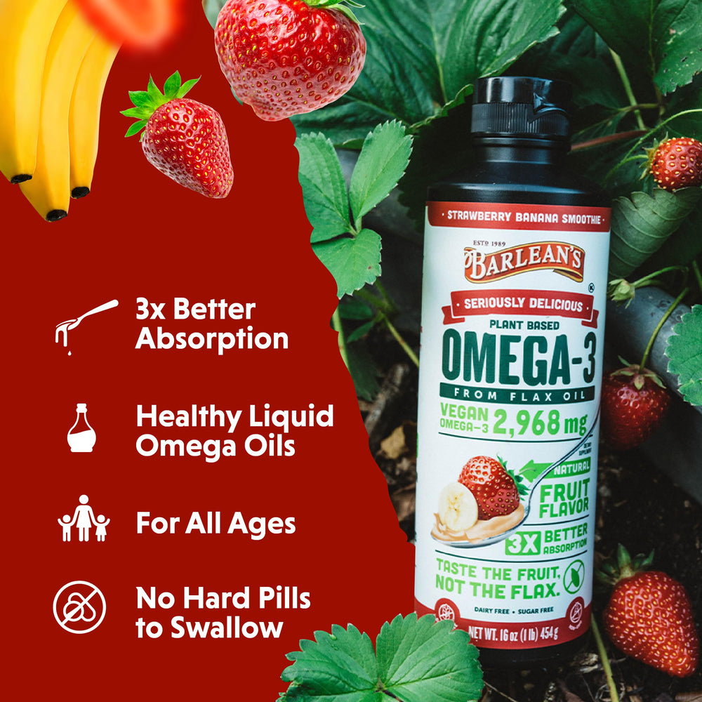 Nutrition panel highlighting 2968 mg vegan Omega-3-6-9 ingredients