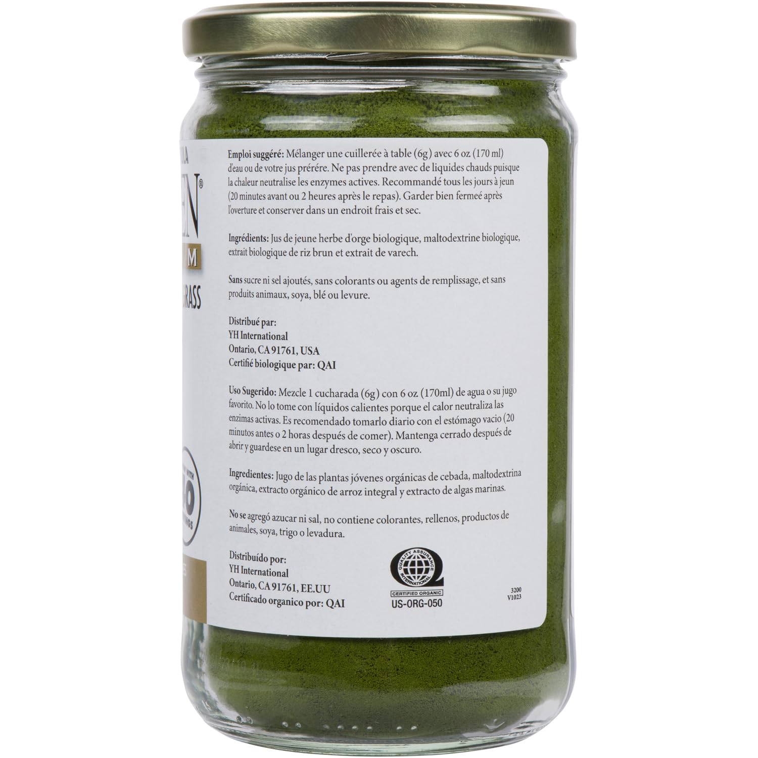 BARLEYGREEN ingredient panel highlights barley grass and kelp for natural nutrients.