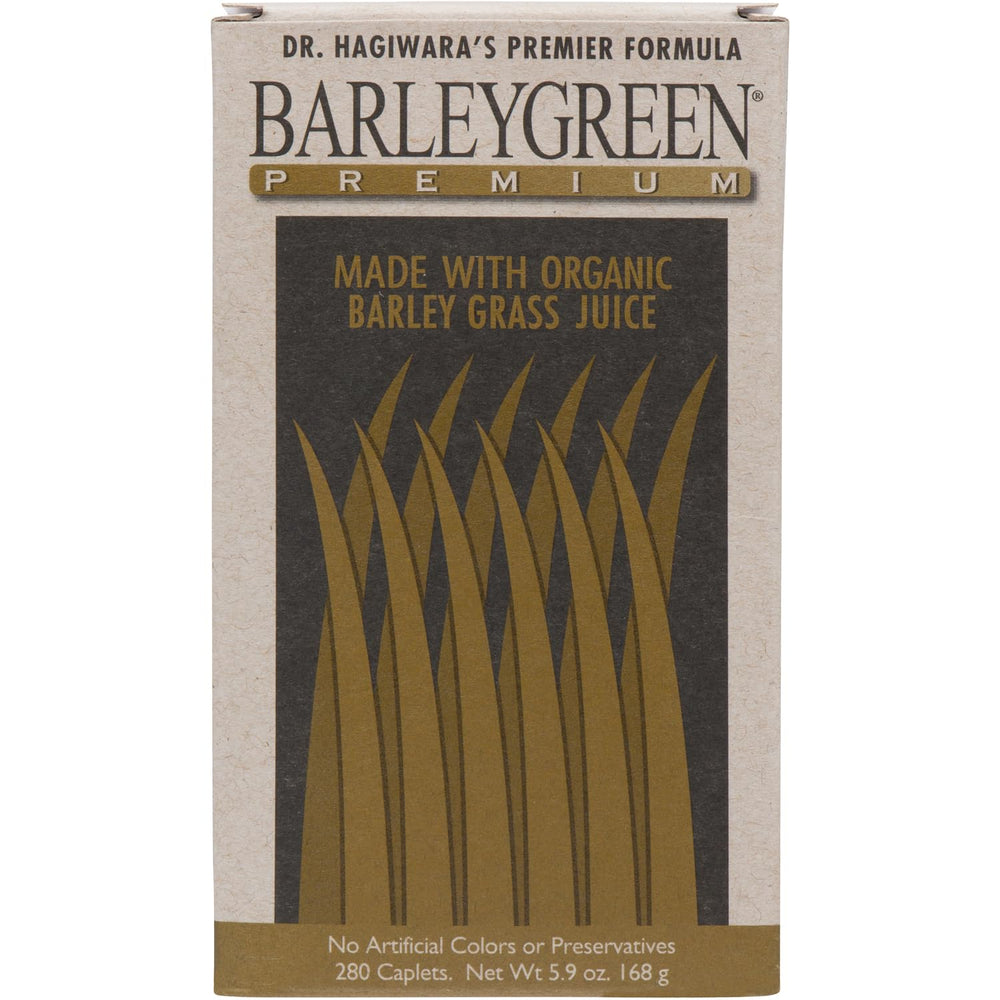 BARLEYGREEN vegan non-GMO seal signals clean plant-based nutrition.