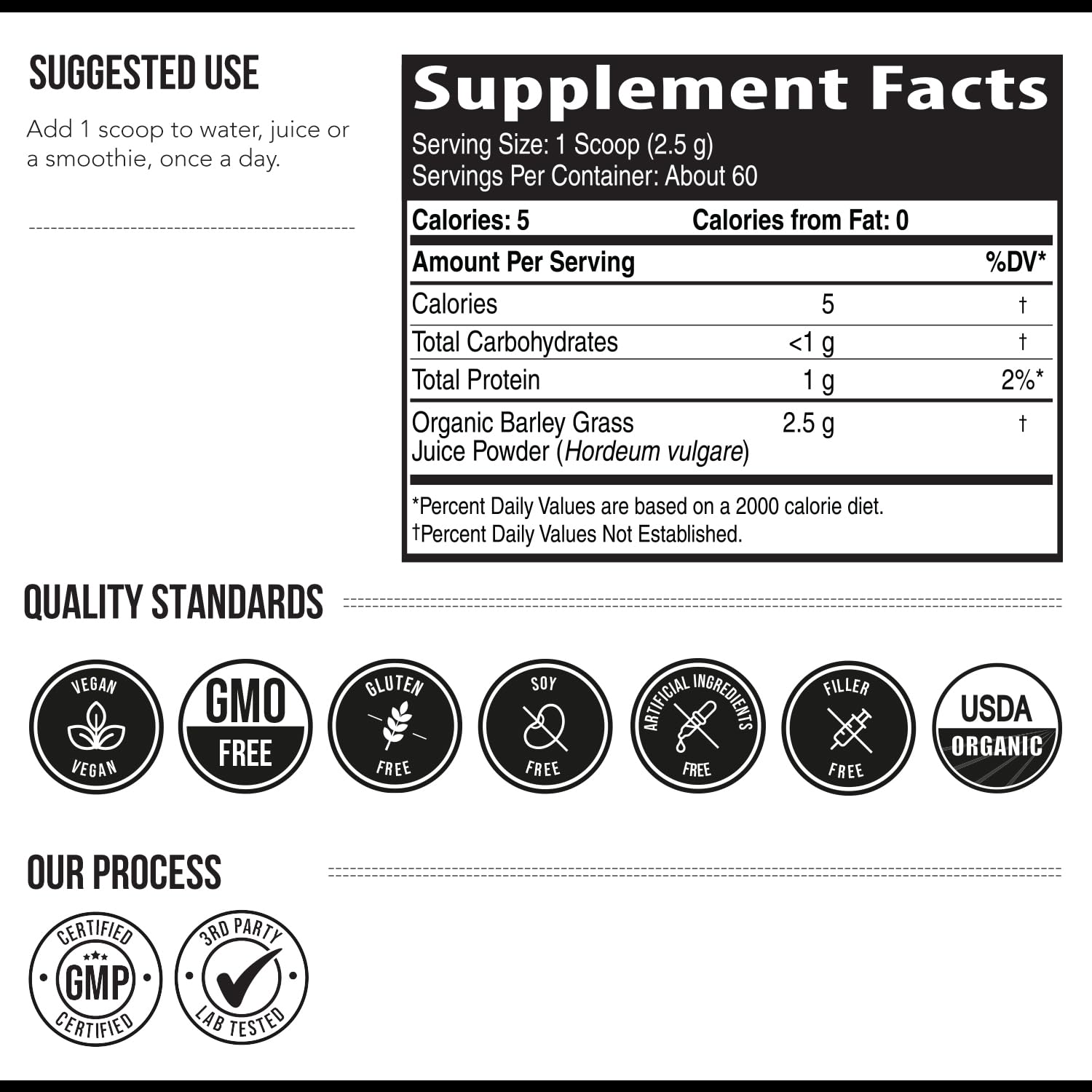 Packaging of barley grass juice powder 5.3 oz