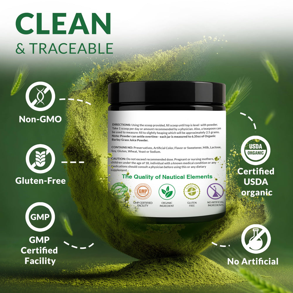 Packaging of barley grass juice powder organic