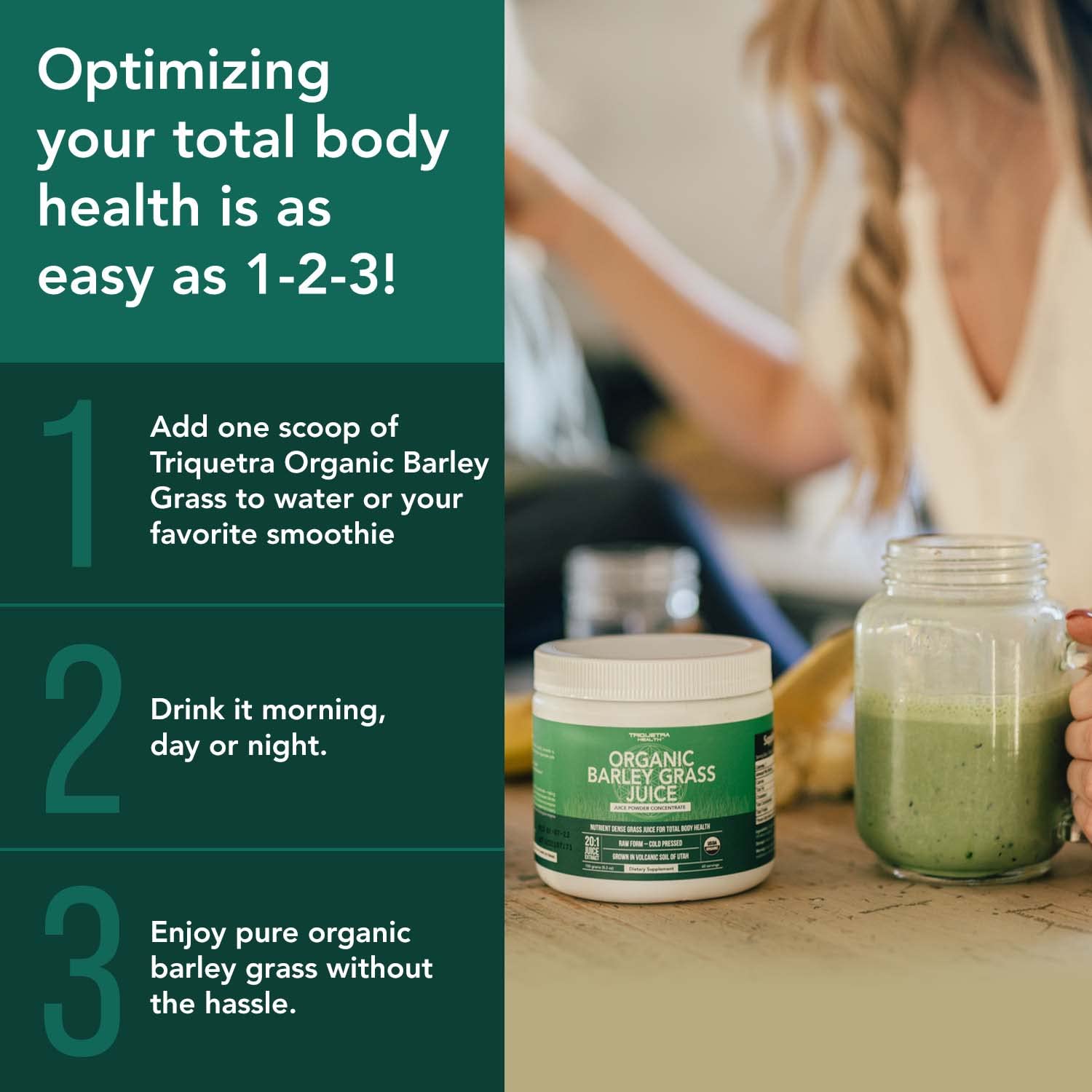 Barley grass powder complements wheatgrass powder