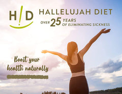 Front view of Hallelujah Diet BarleyMax packaging with scoop