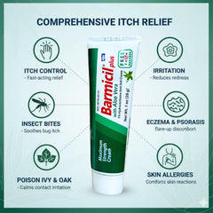 Barmicil Plus Cream label highlights hydrocortisone 1% for fast itch relief