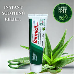 Barmicil Plus Cream paraben-free symbol indicating gentle formulation