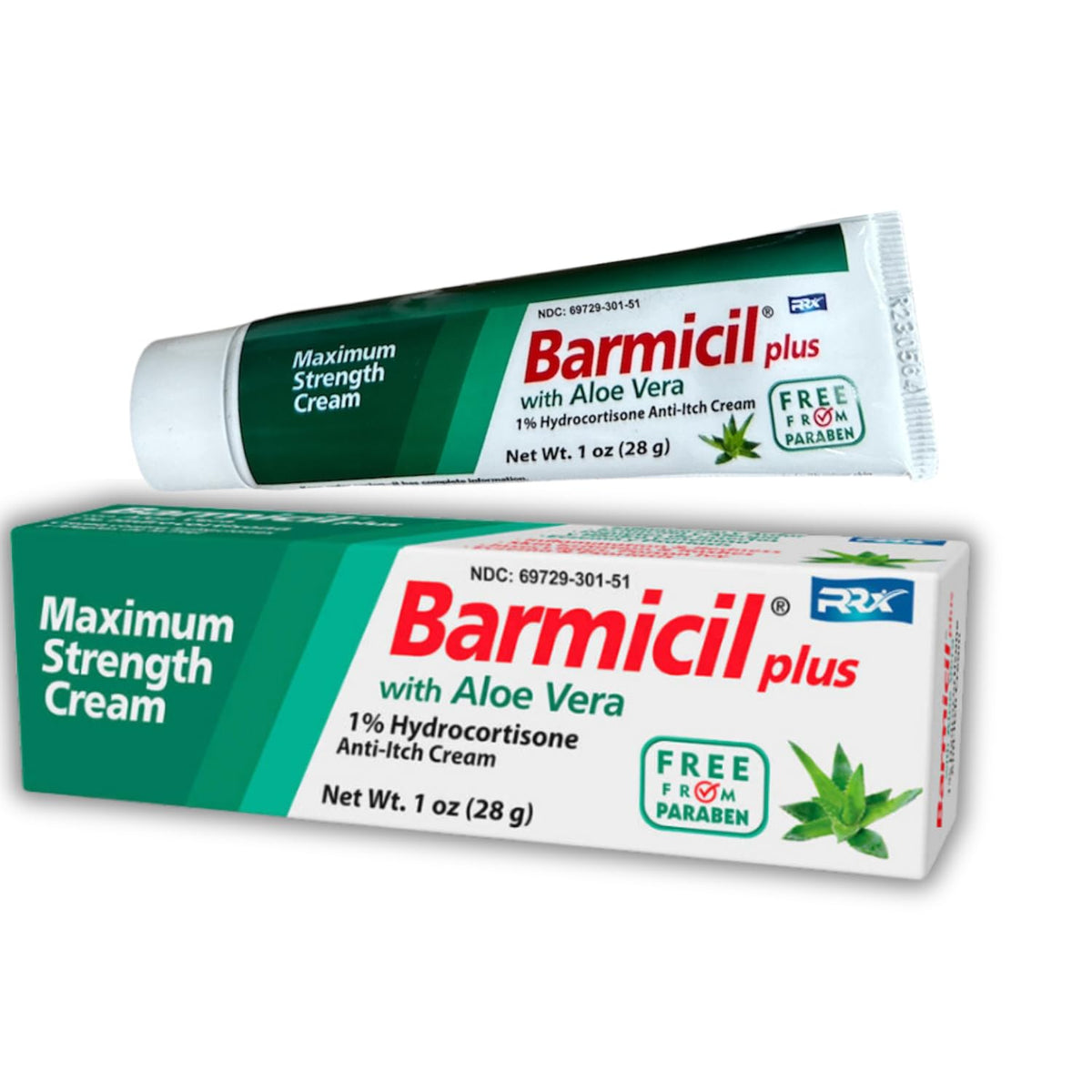 Barmicil Plus Cream tube front showing compact size for on-the-go itch relief