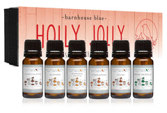 Barnhouse Blue Holly Jolly Set with six 10ml amber glass fragrance oil bottles