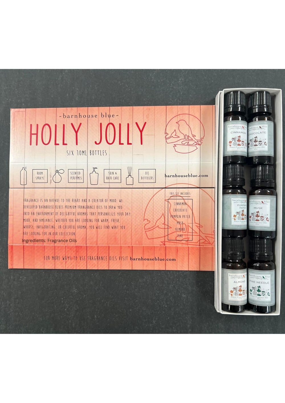 Close-up of tamper-evident ring on Barnhouse Blue Holly Jolly fragrance oils
