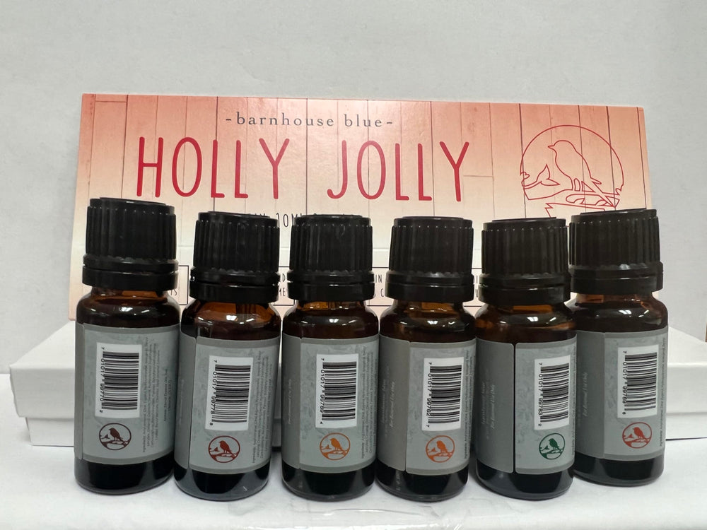 Scent lineup: Almond, Chocolate, Cinnamon, Musk, Pine Needle, Pumpkin in Barnhouse Blue Holly Jolly Set