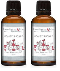 Barnhouse Blue Honeysuckle fragrance oil bottle—amber glass with dropper, ideal for candles, soaps, and diffusers.