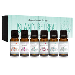 Barnhouse Blue Island Retreat fragrance oils set with six amber bottles