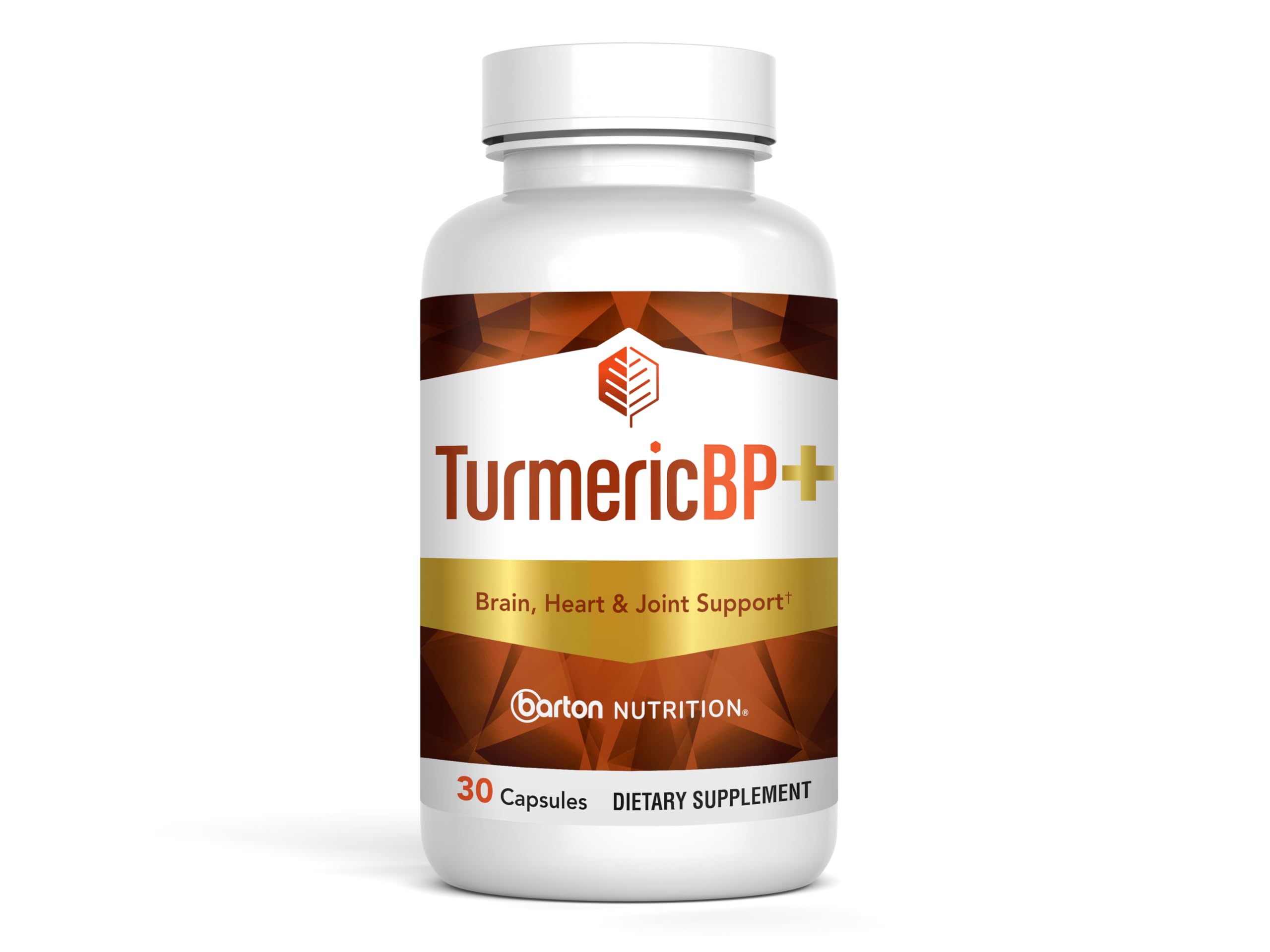 Front view of Barton Nutrition Turmeric BP+ bottle
