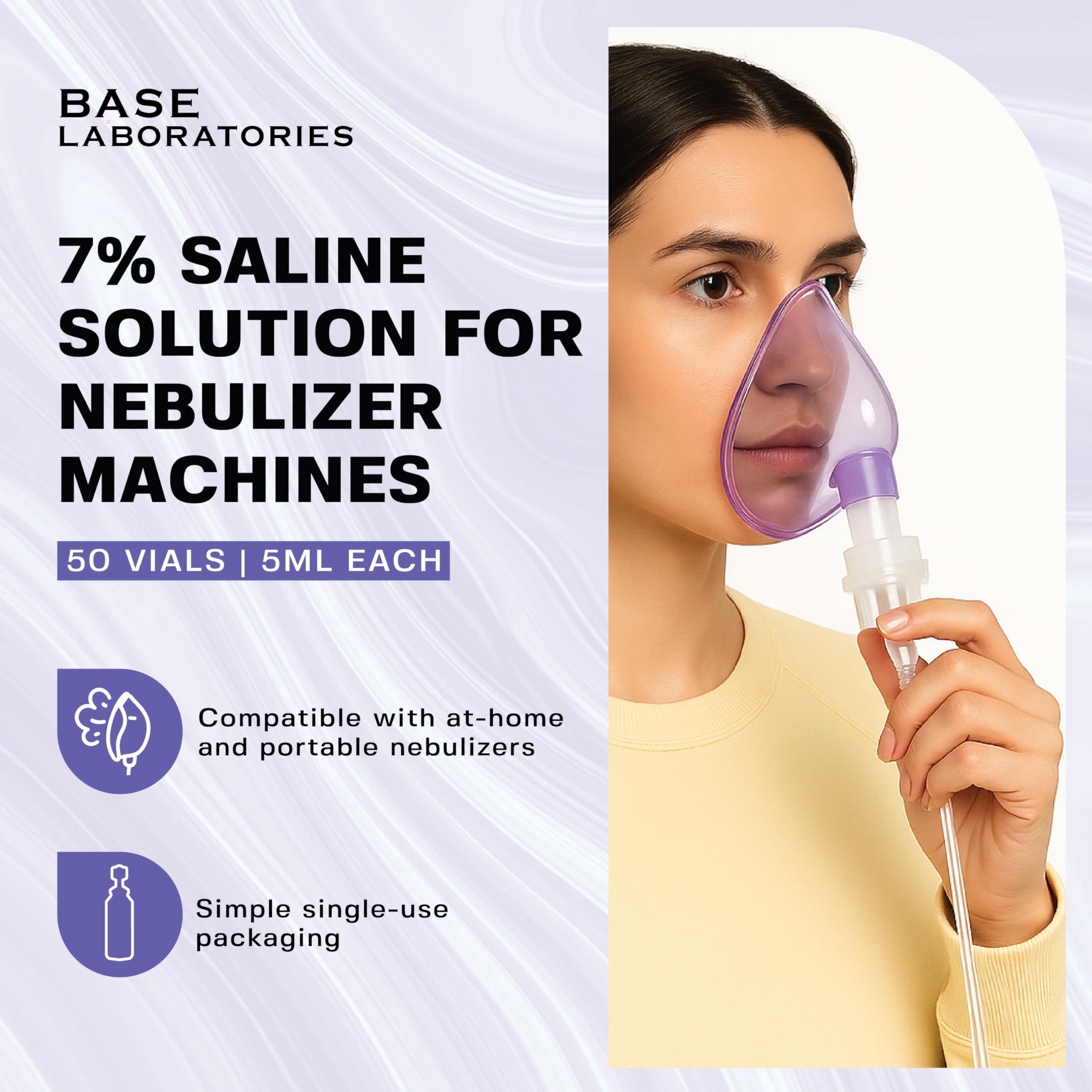 BASE LABORATORIES saline solution vials pack of 50 for nasal irrigation