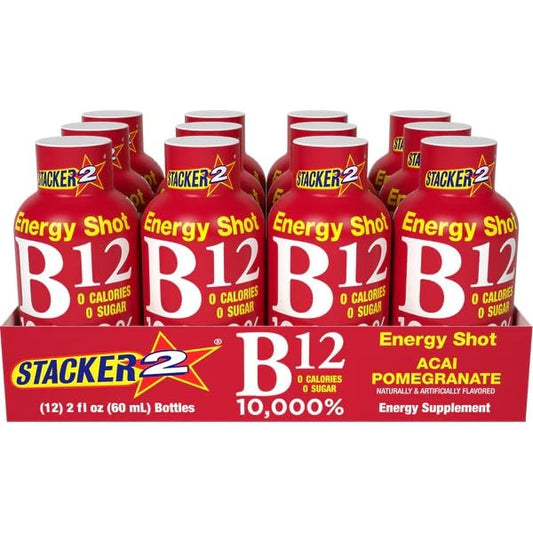 Front and side view of BASED BOX Stacker 2 energy shot bottle