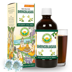 Front view of Basic Ayurveda Bhringrajasava bottle (480ml)