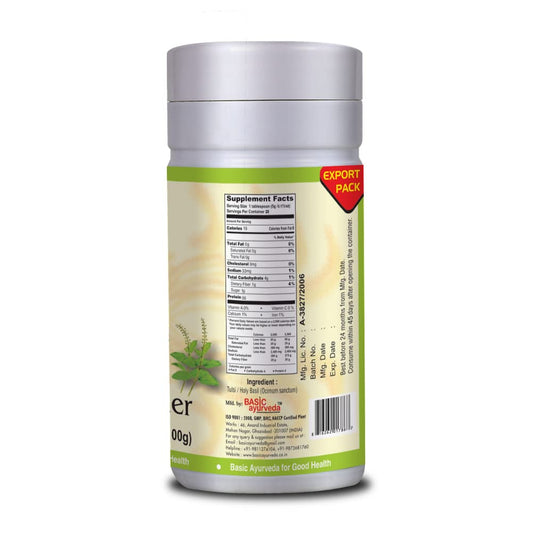 Close-up of Tulsi leaves powder