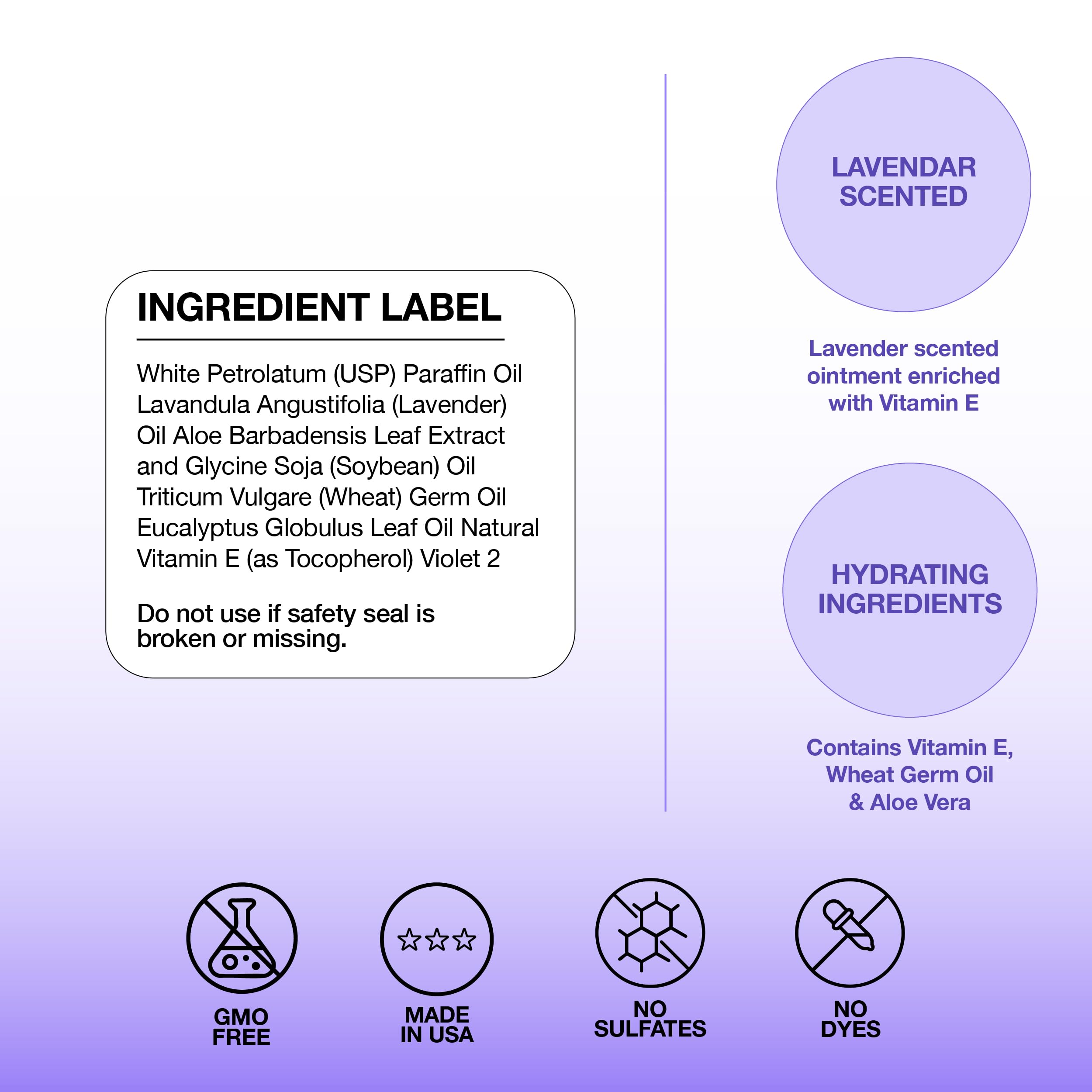 Lavender scented vitamin E ointment product shot